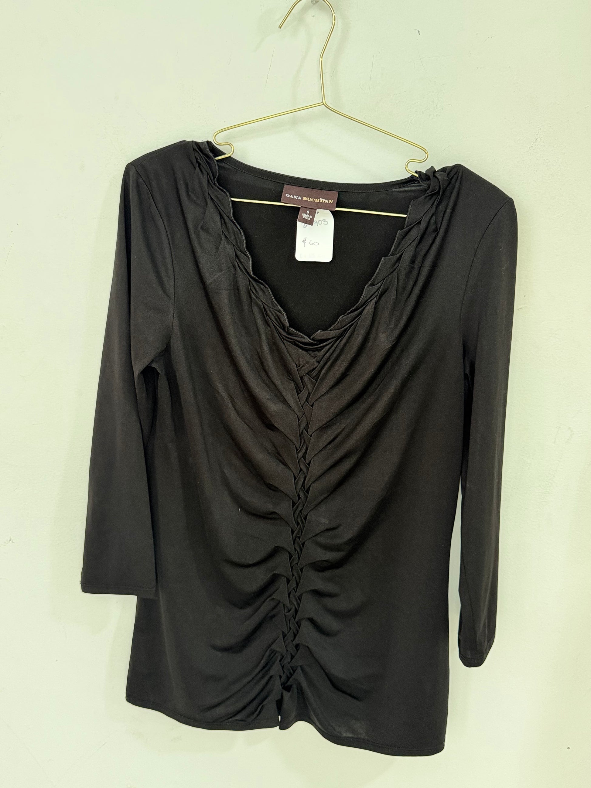 Blusa drapeada negra