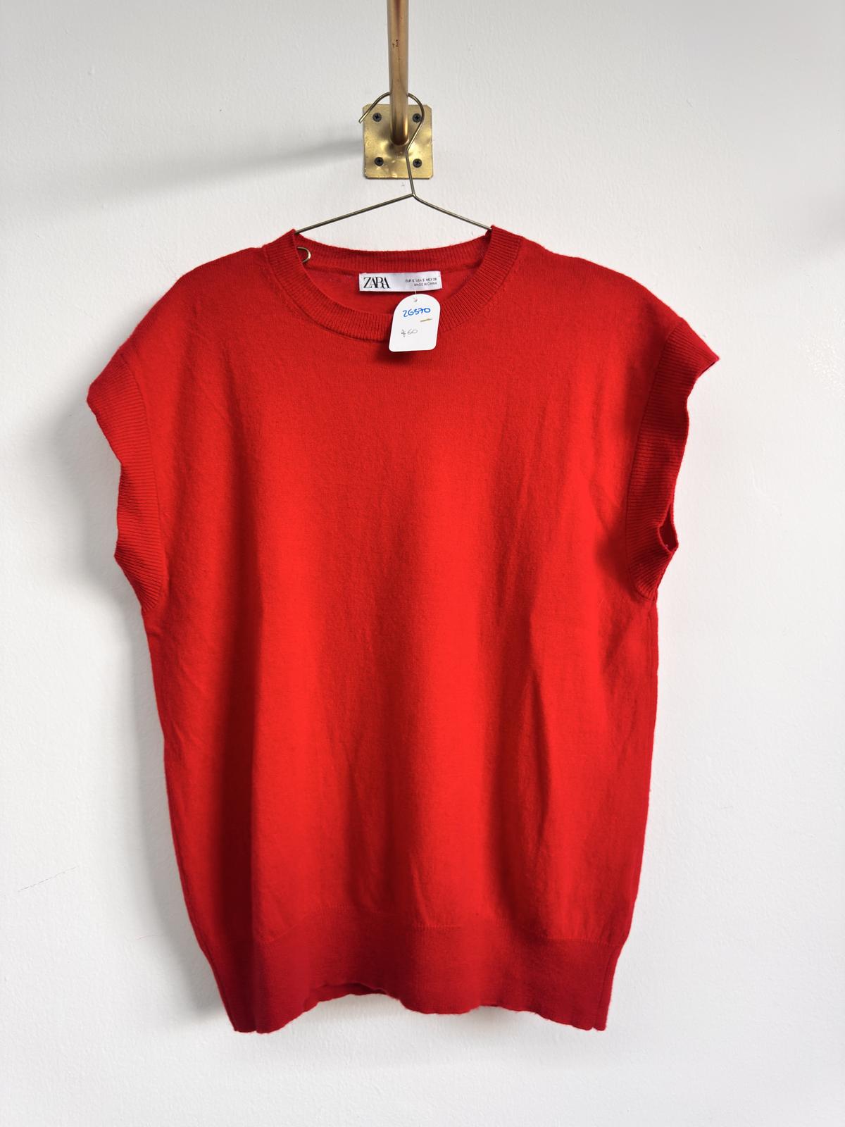 Chaleco tejido rojo Zara