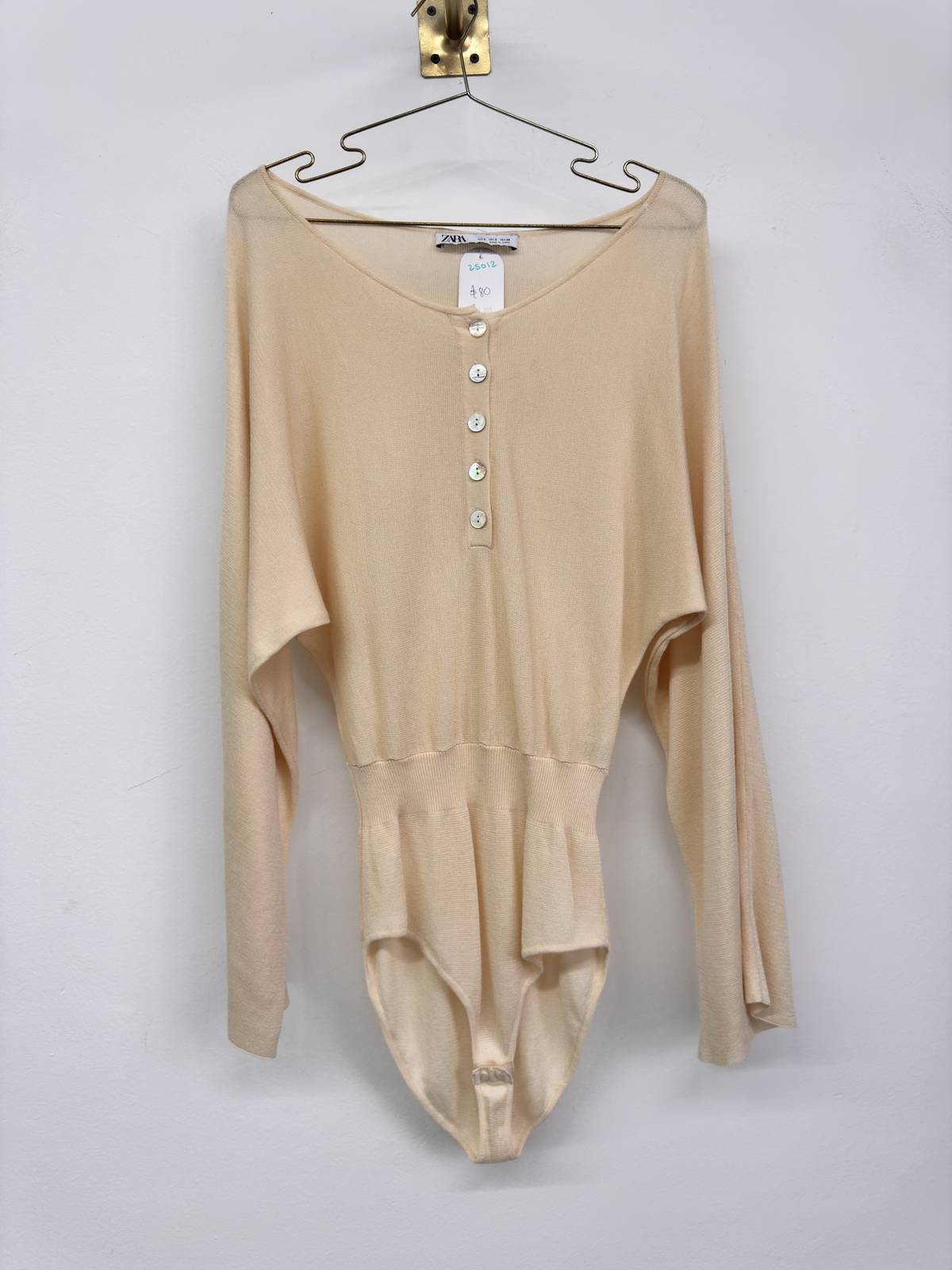 Body manga larga beige