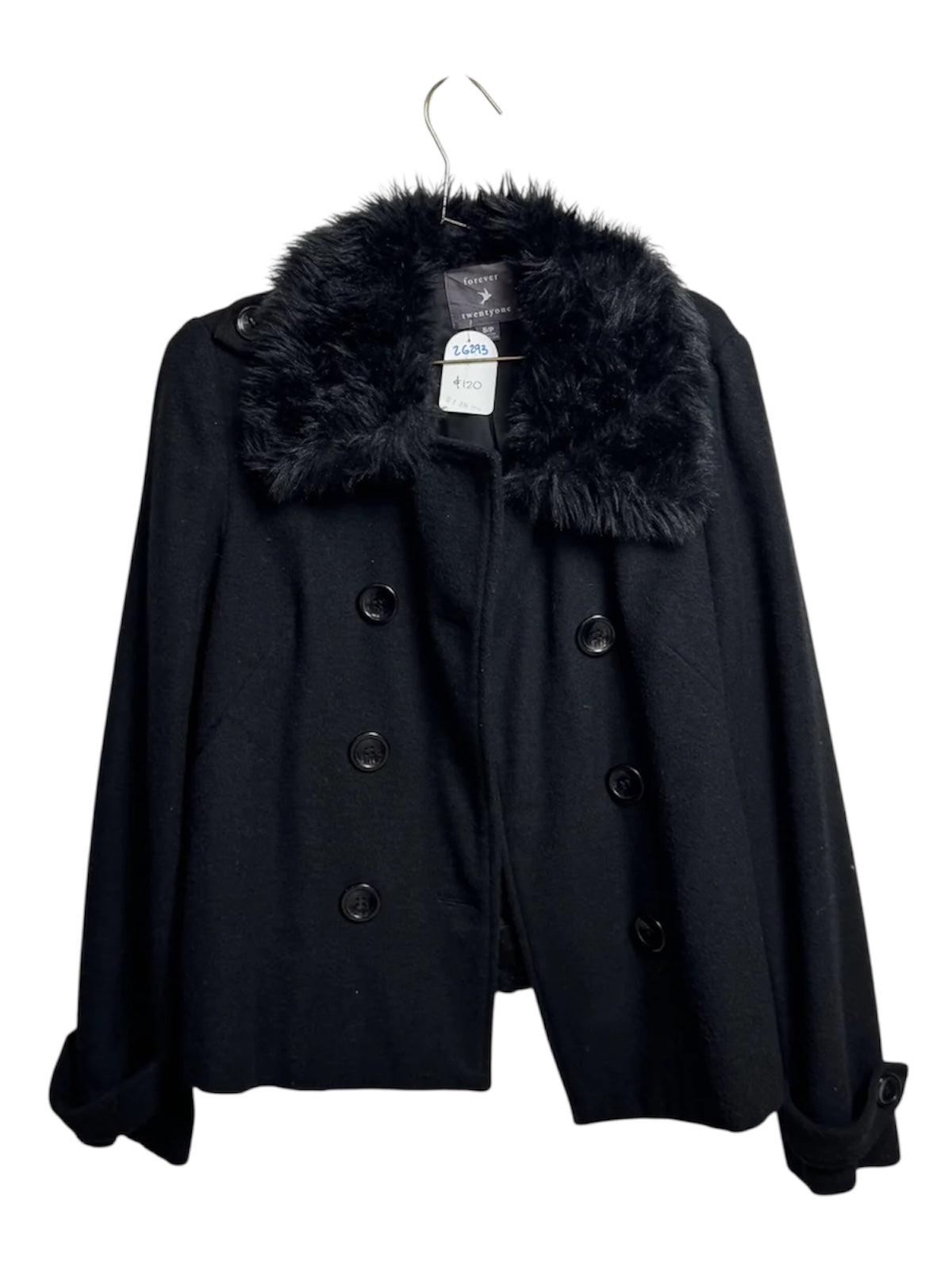 Chaqueta negra peluche Forever 21