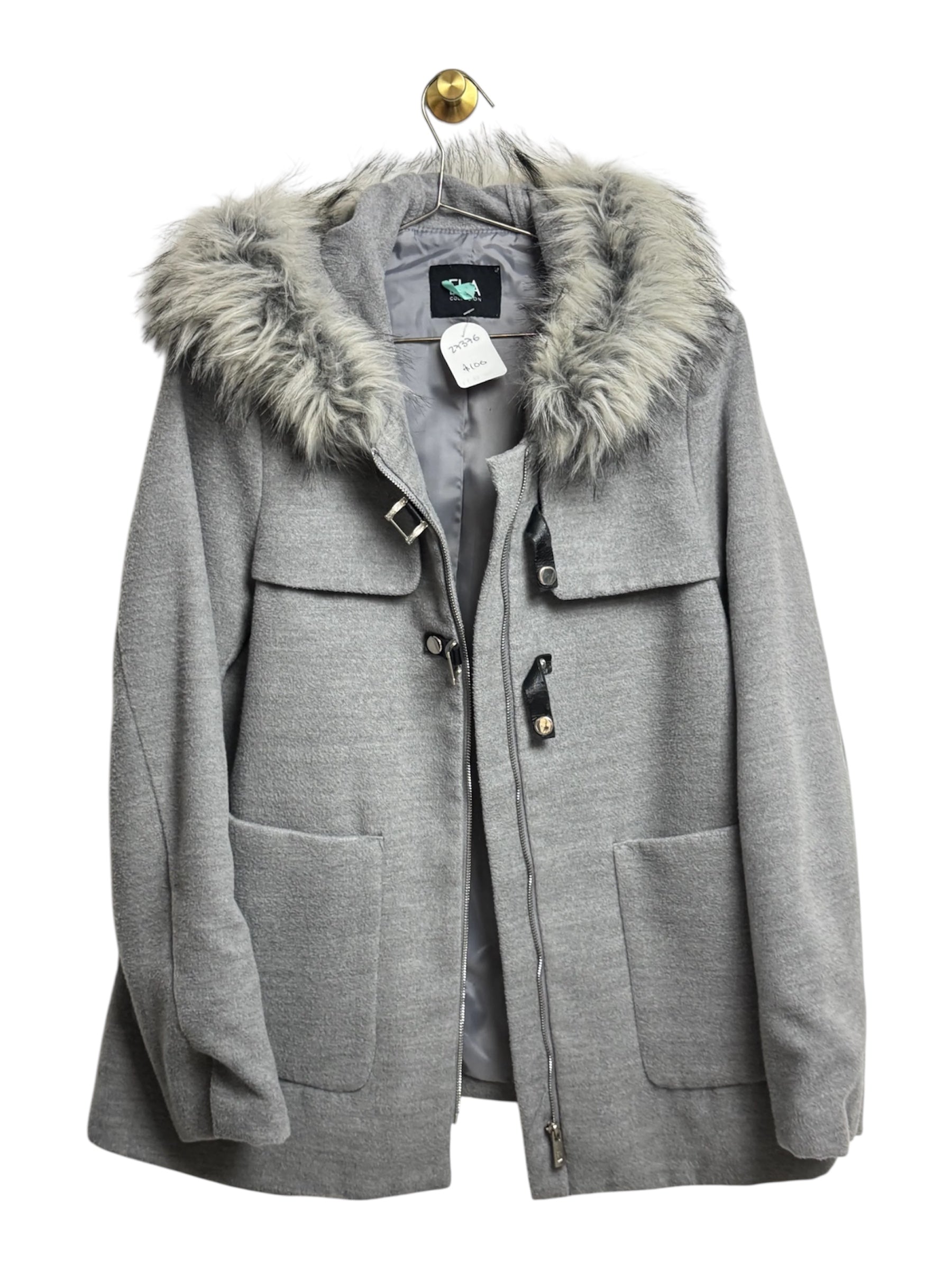 Abrigo gris con capucha