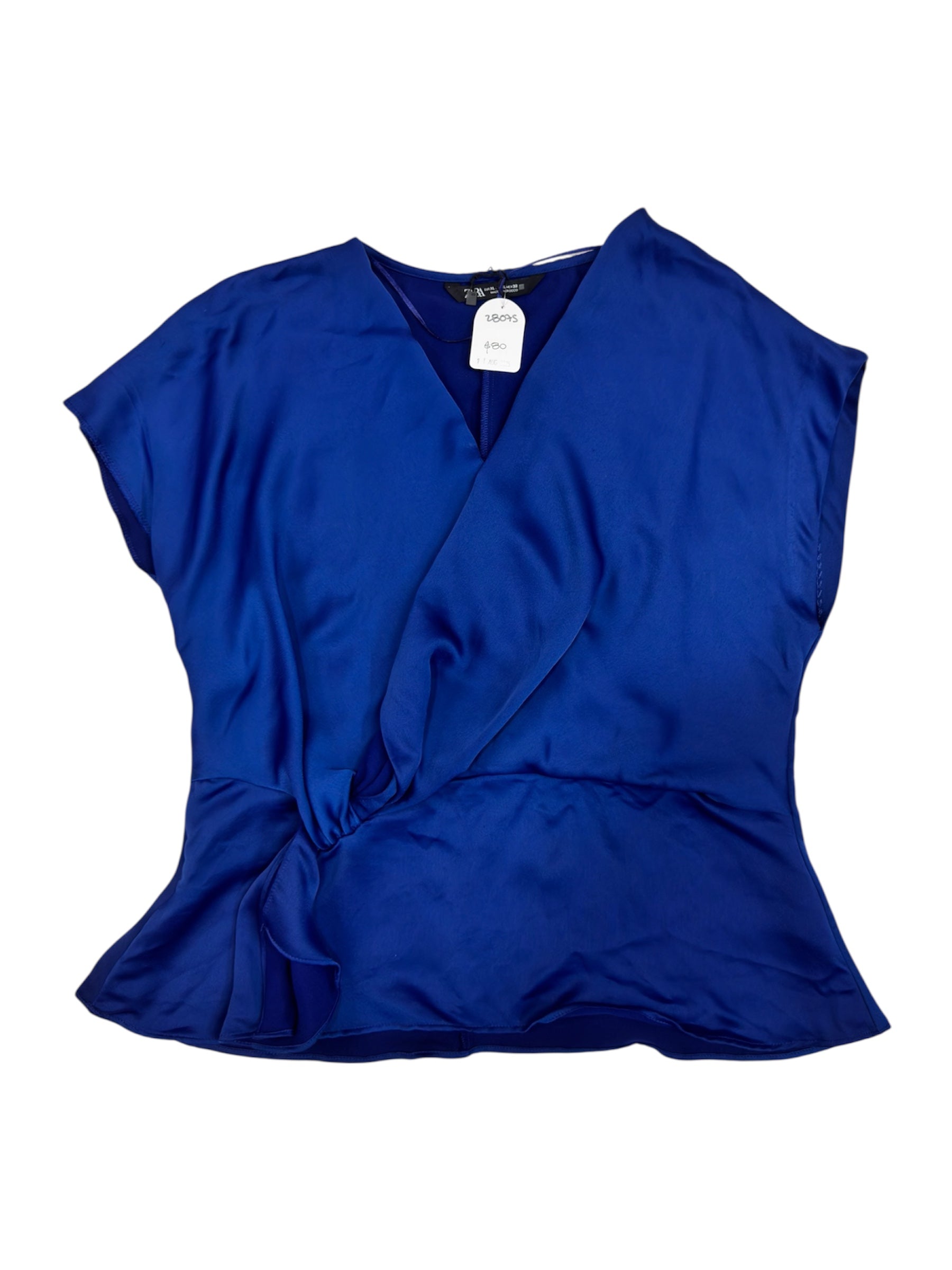 Blusa satinada azul Zara