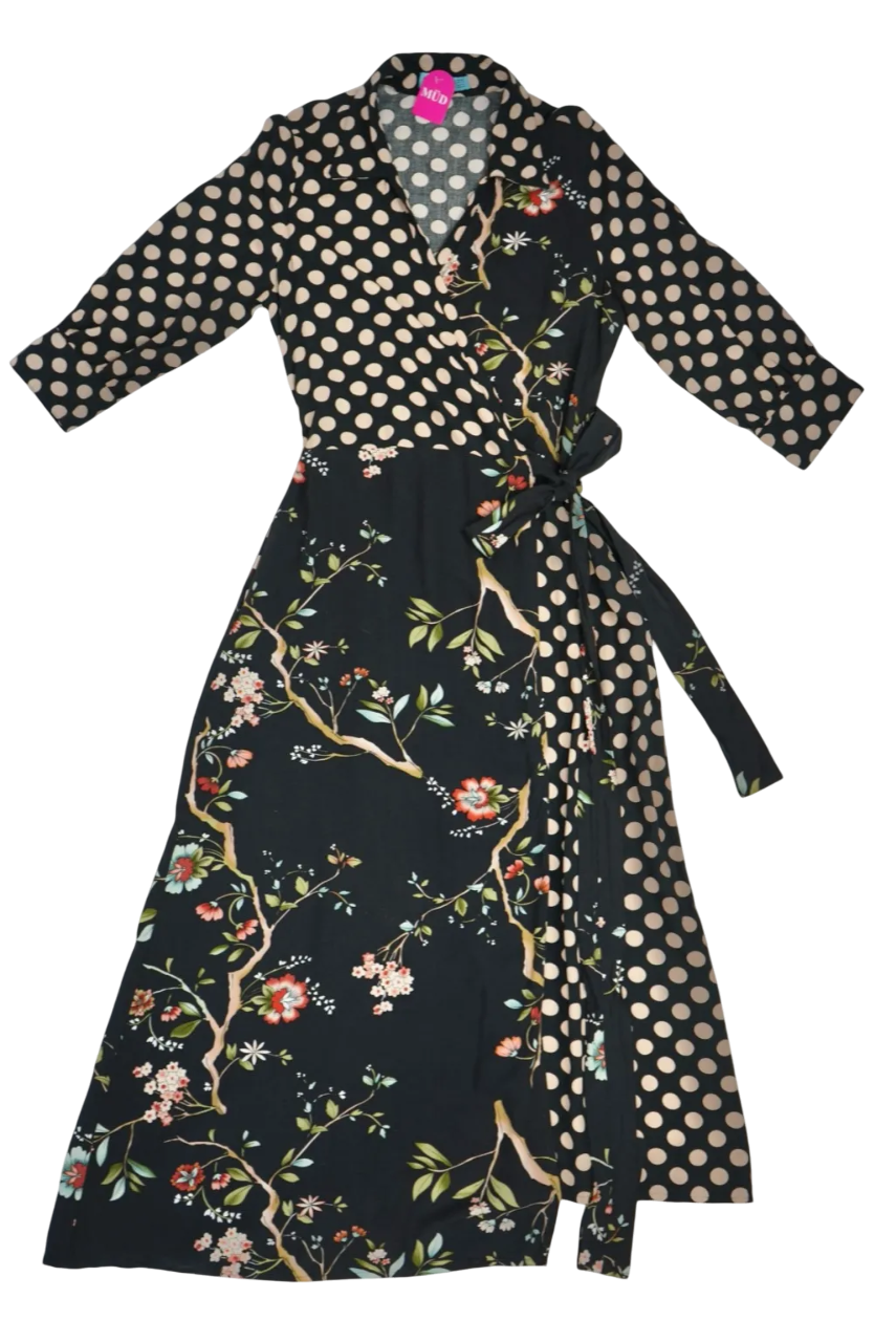 Vestido cruzado estampado