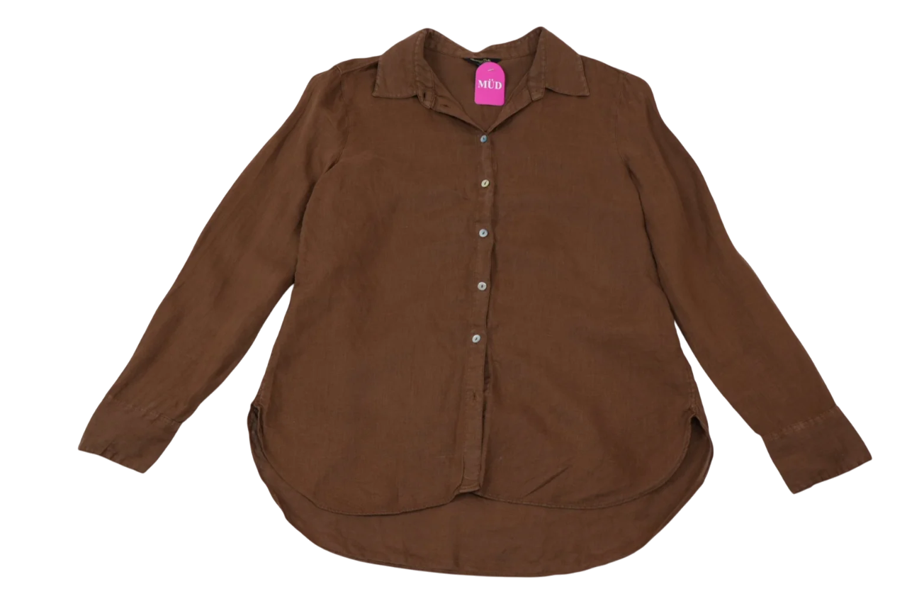 Blusa café manga larga