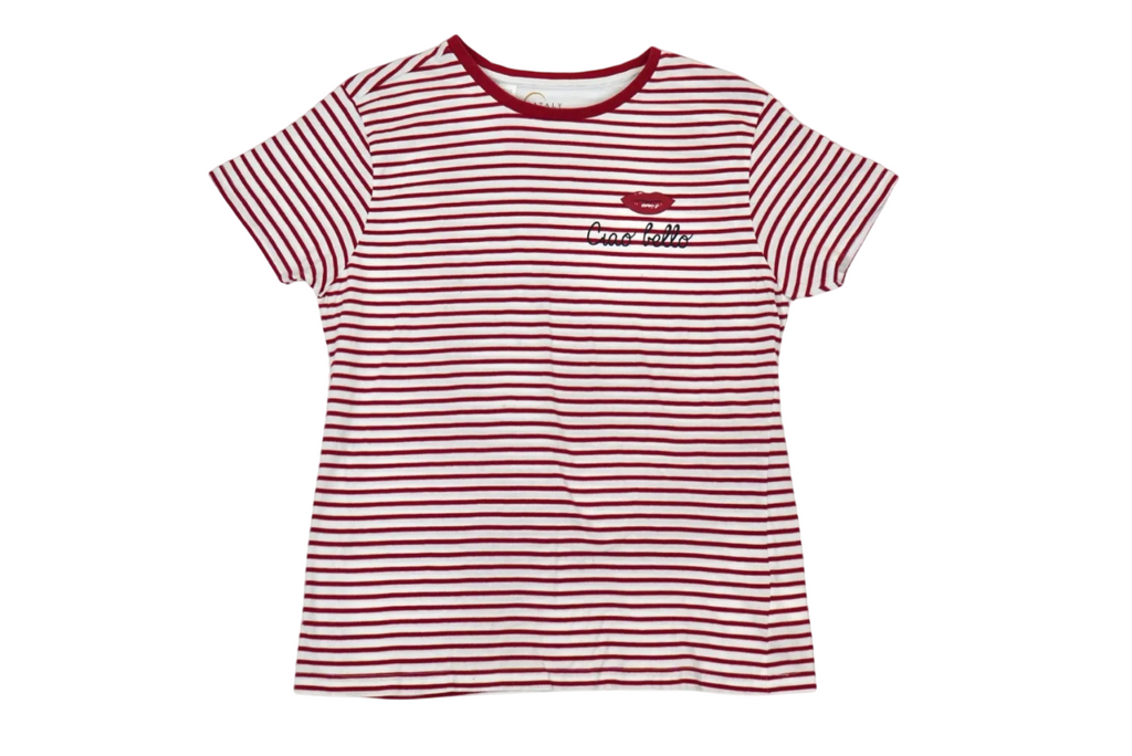 Camiseta rayas rojas y blancas con bordado