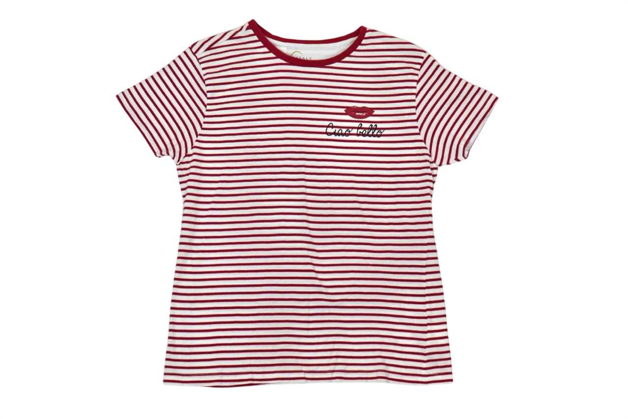 Camiseta rayas rojas y blancas con bordado