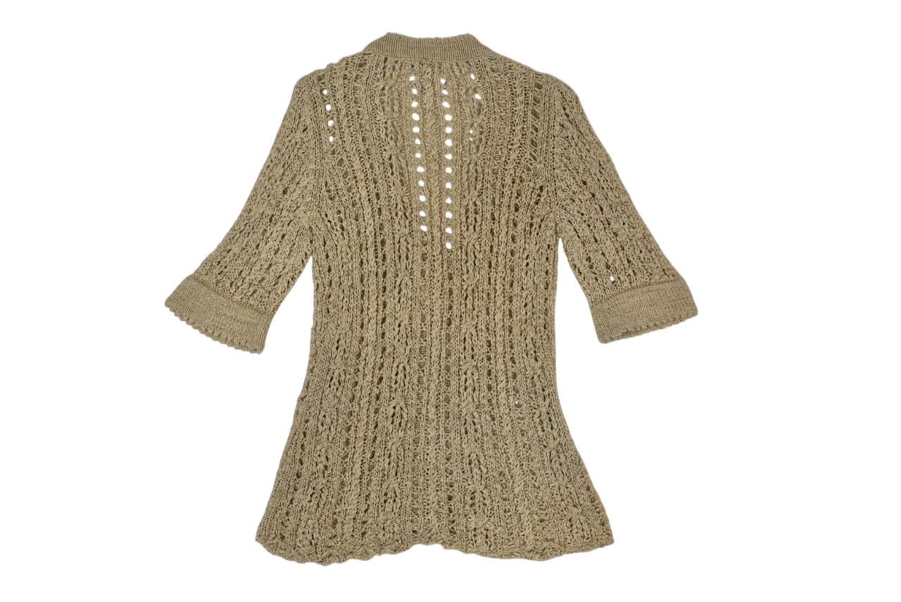 Cárdigan tejido beige con botón