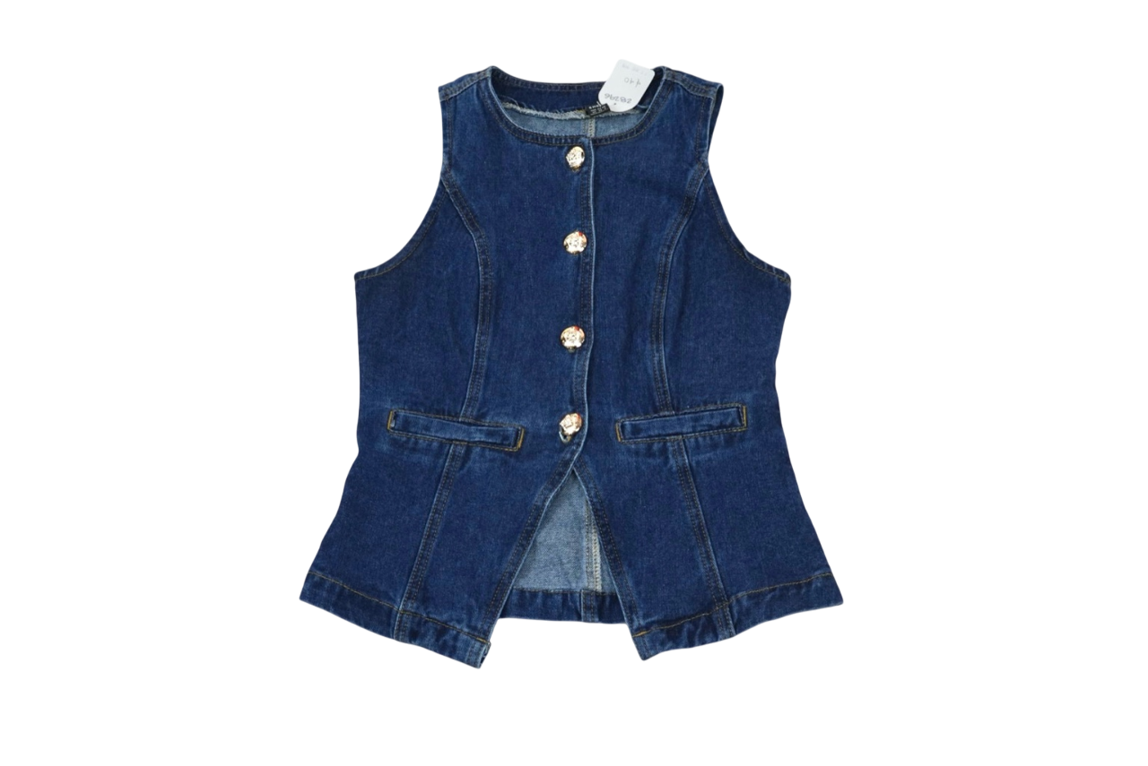 Chaleco denim sin mangas con botones