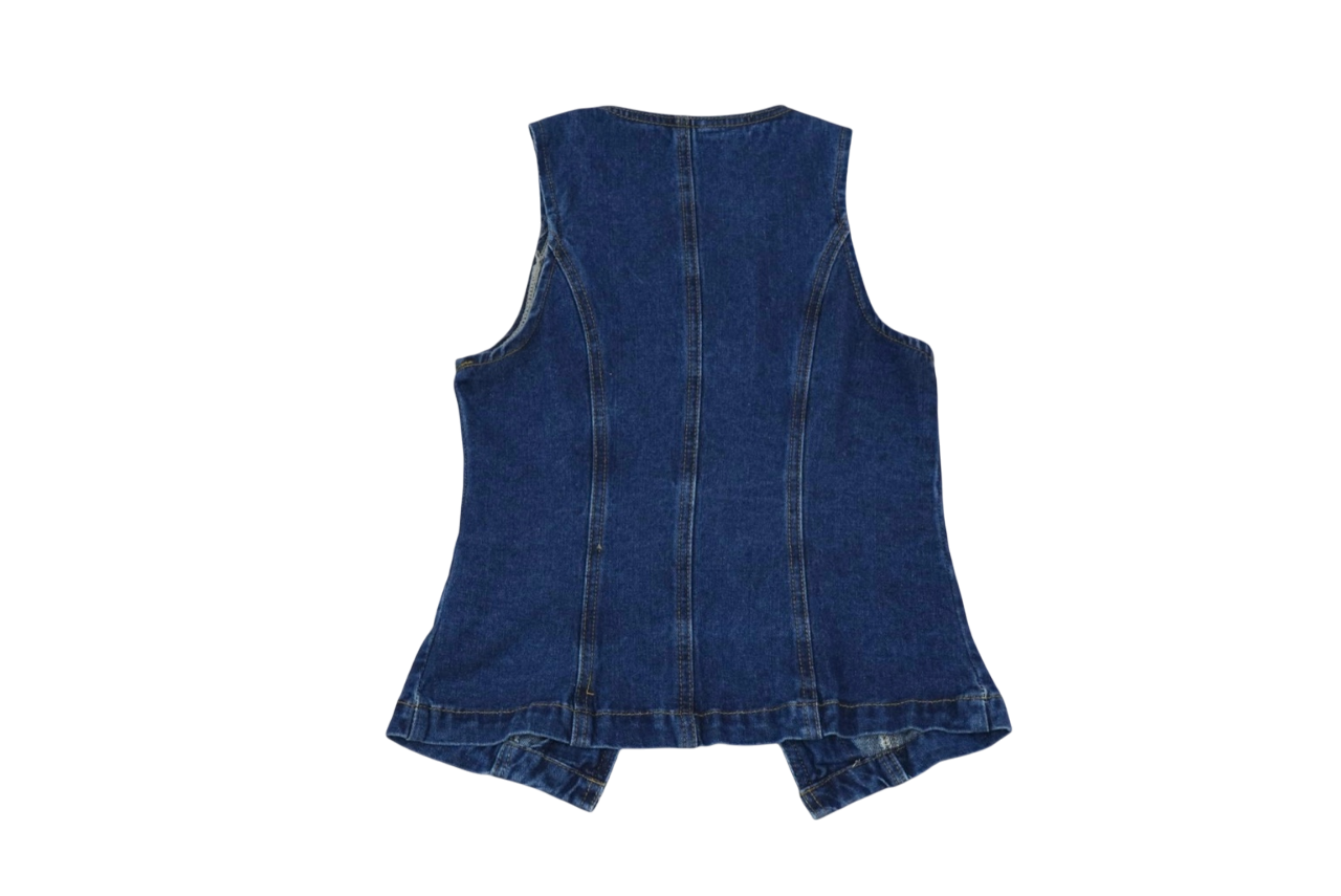 Chaleco denim sin mangas con botones