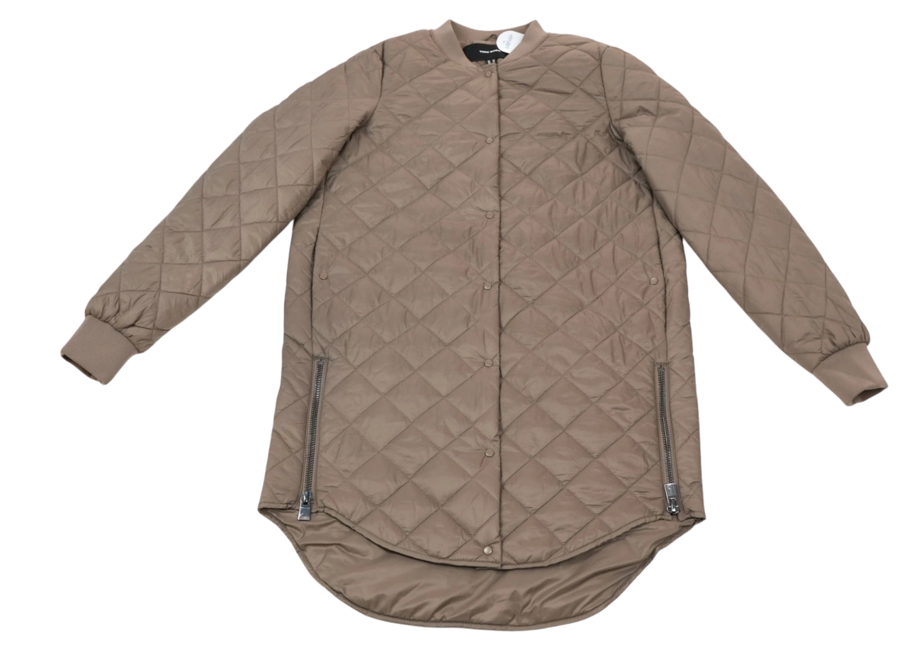 Chaqueta acolchada larga en tono beige