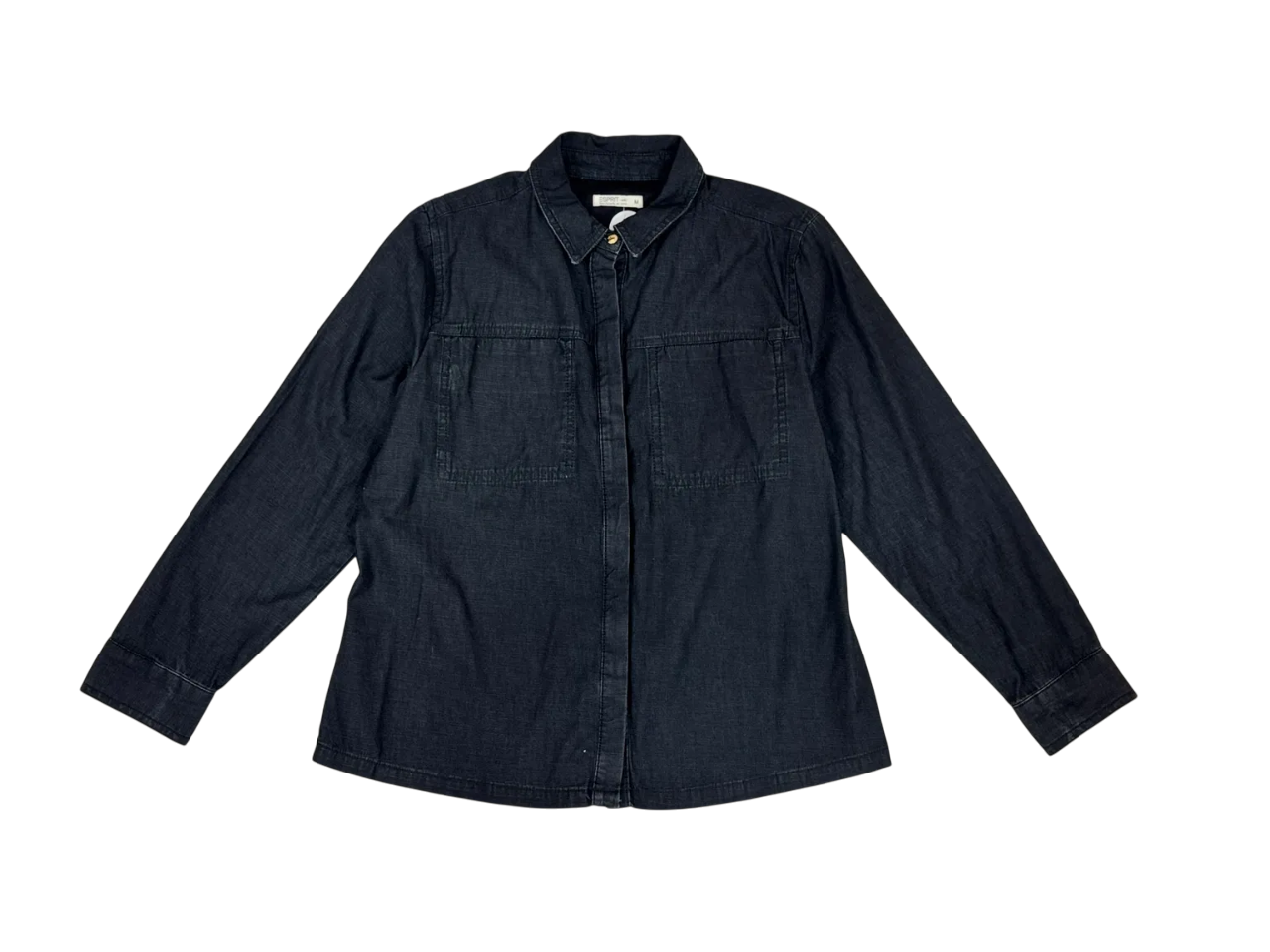 Blusa en denim negro con bolsillos frontales
