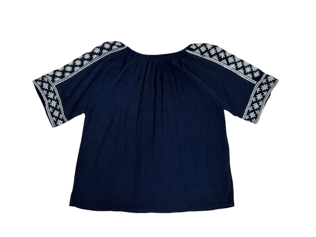 Blusa azul bordada