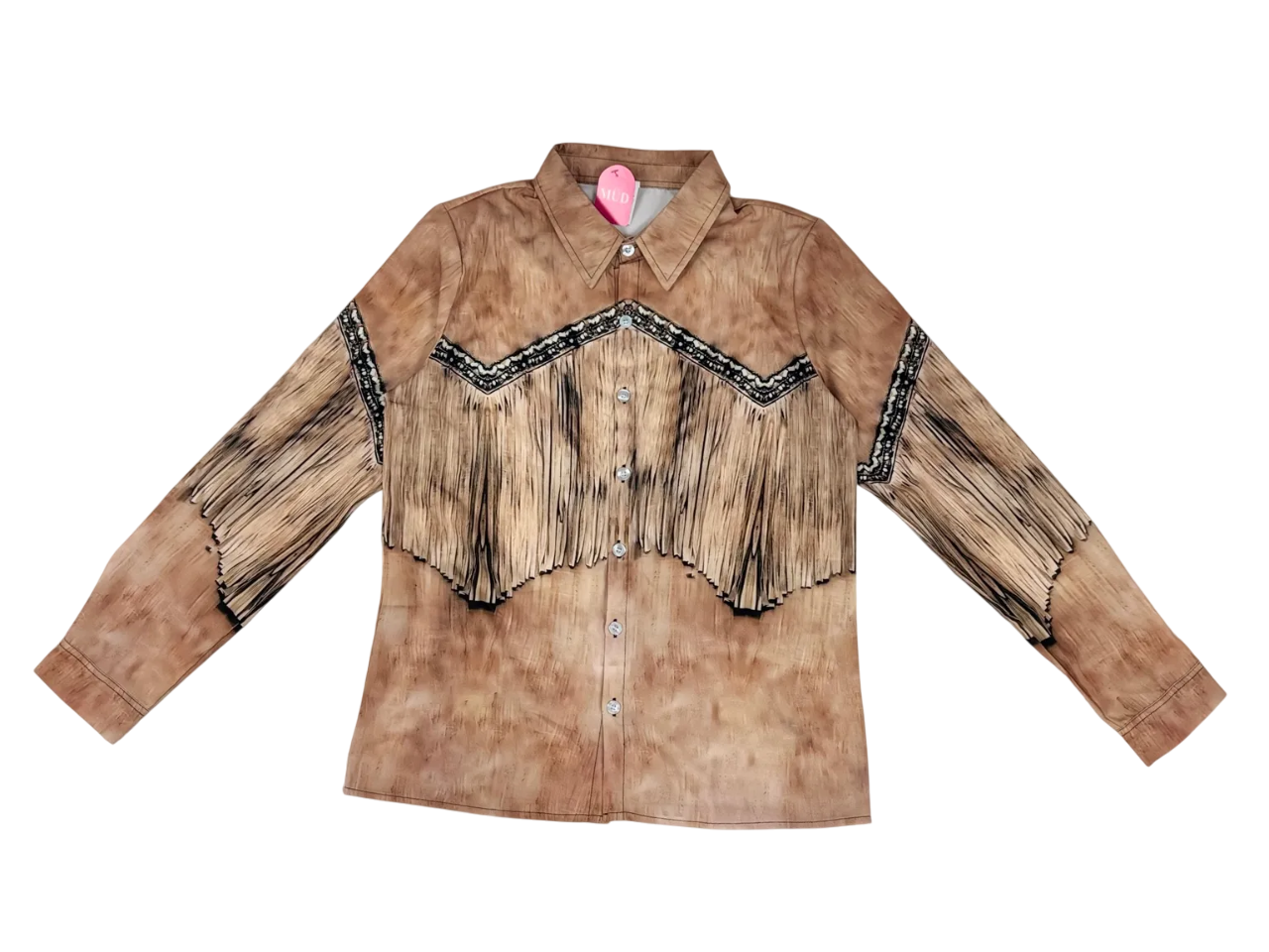 Camisa estilo western con flecos estampados