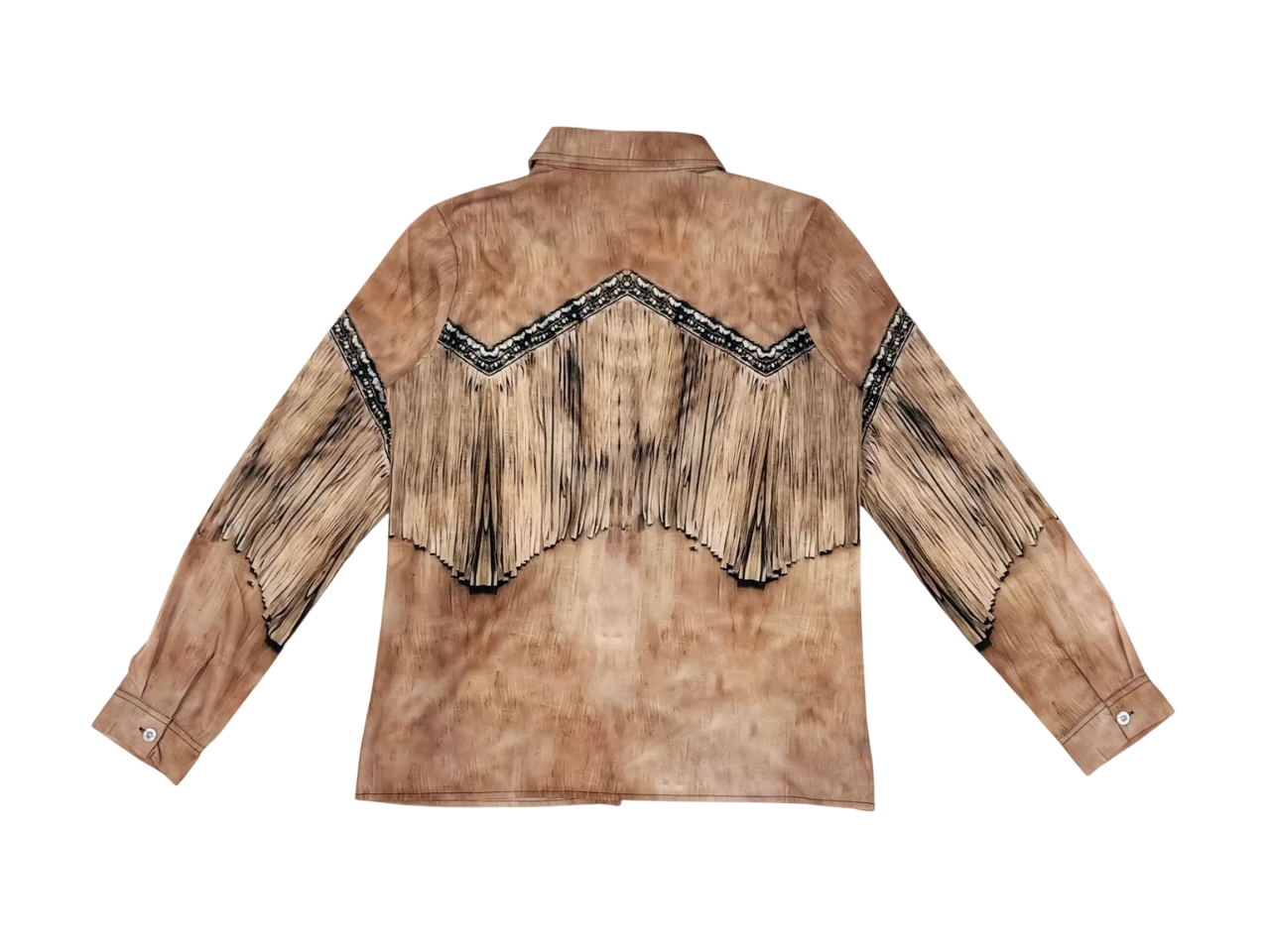 Camisa estilo western con flecos estampados
