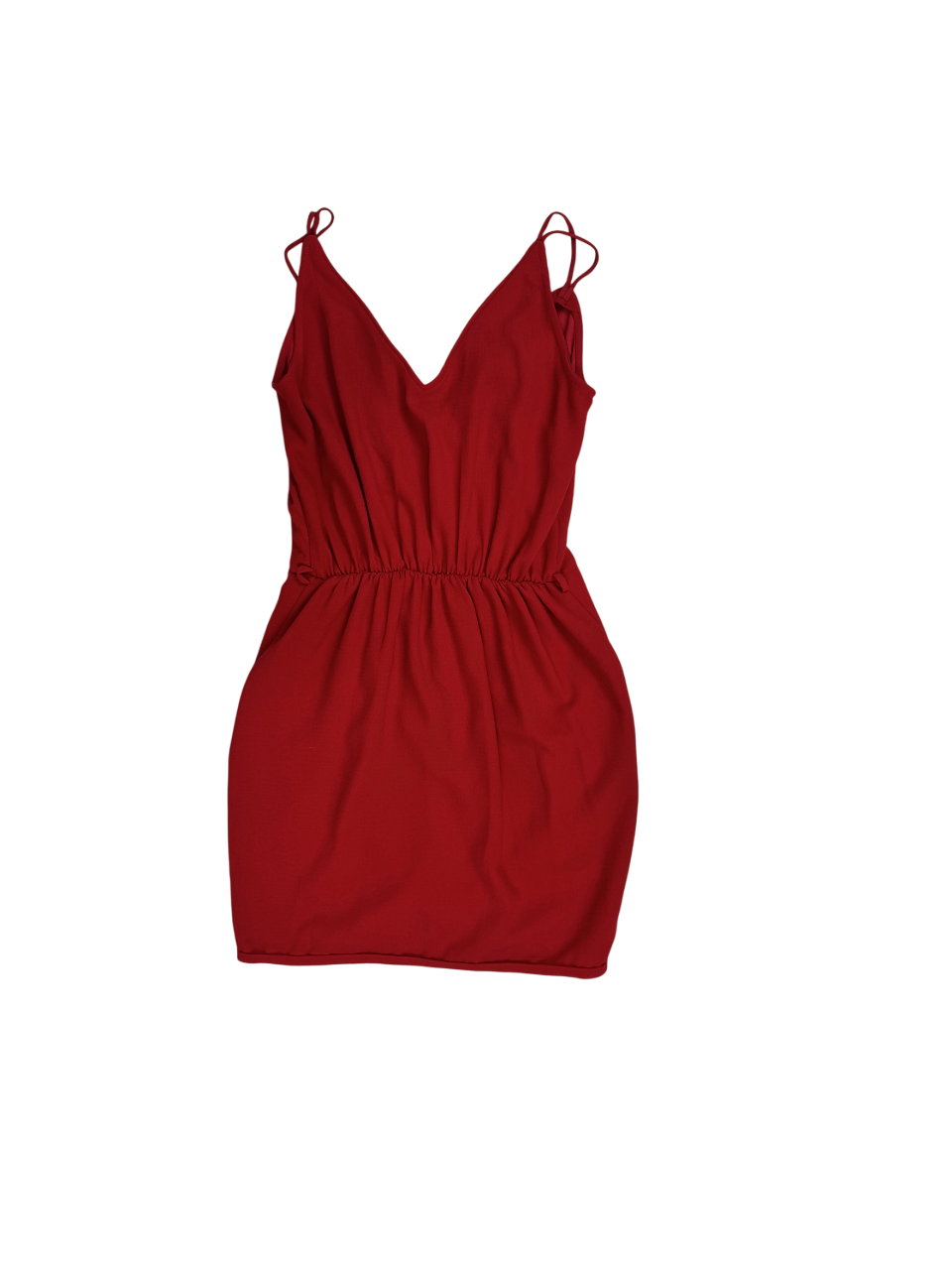 Vestido corto rojo con tiras delgadas