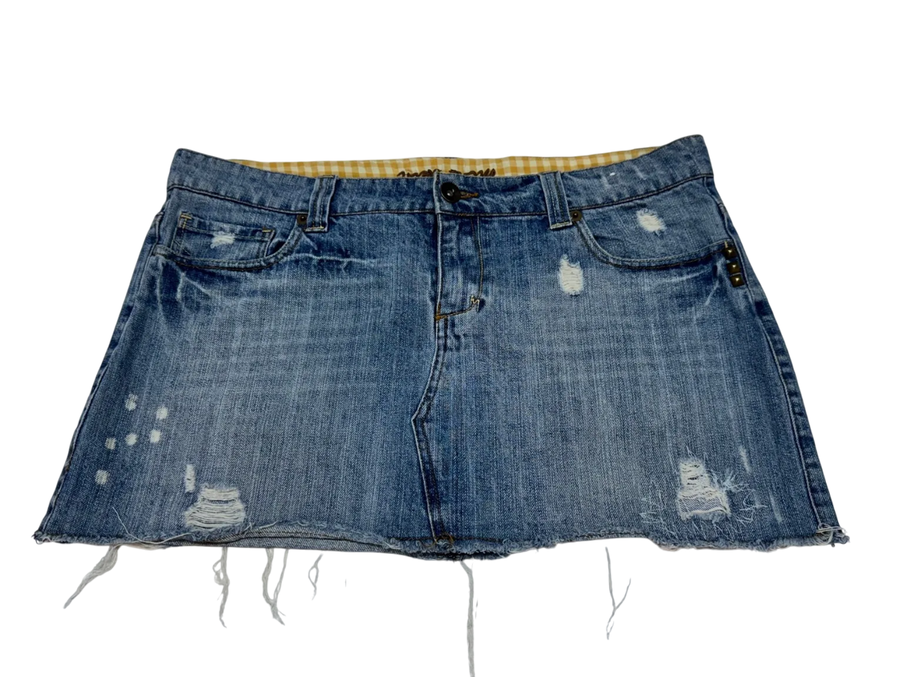 Falda denim desgastada con flecos
