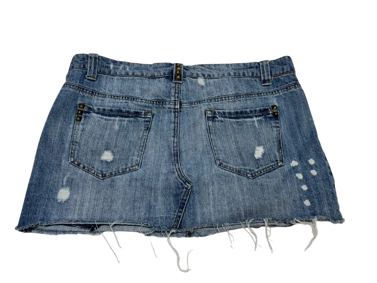 Falda denim desgastada con flecos