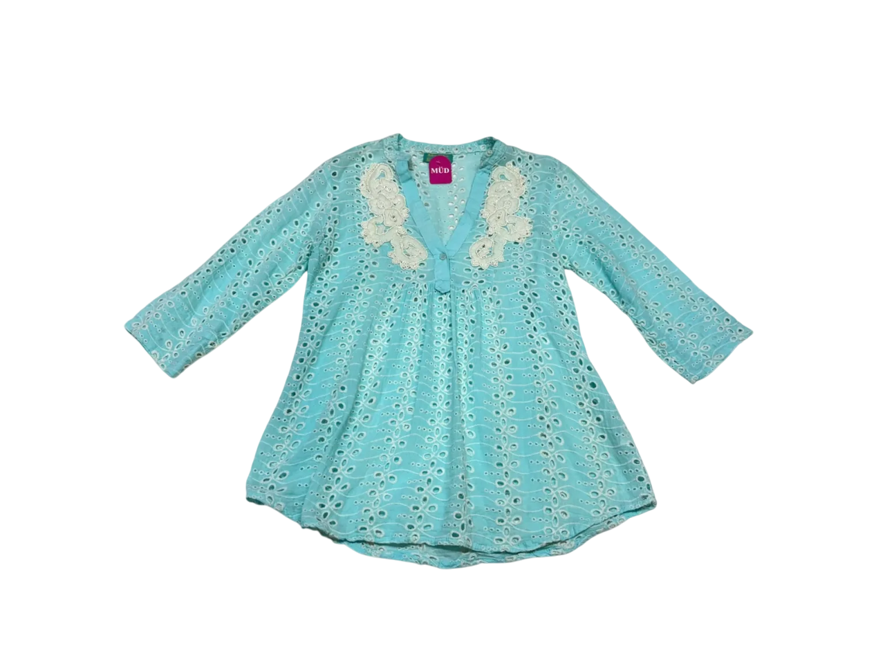 Blusa azul bordada