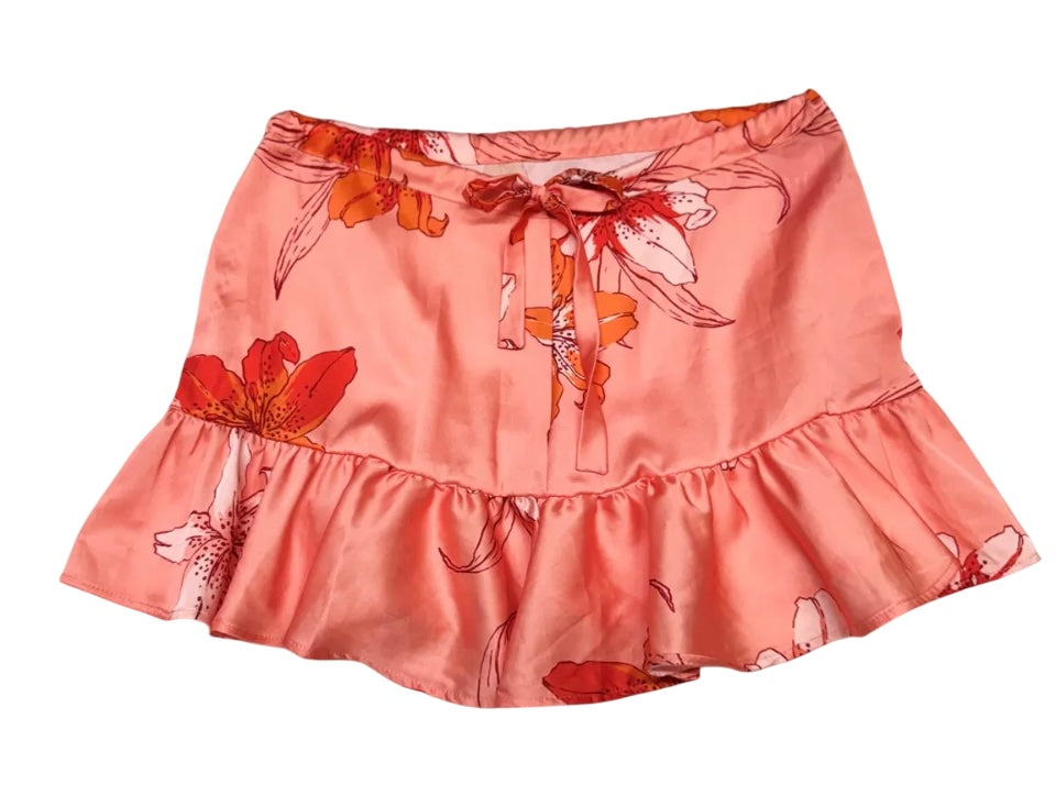 Falda corta satinada floral