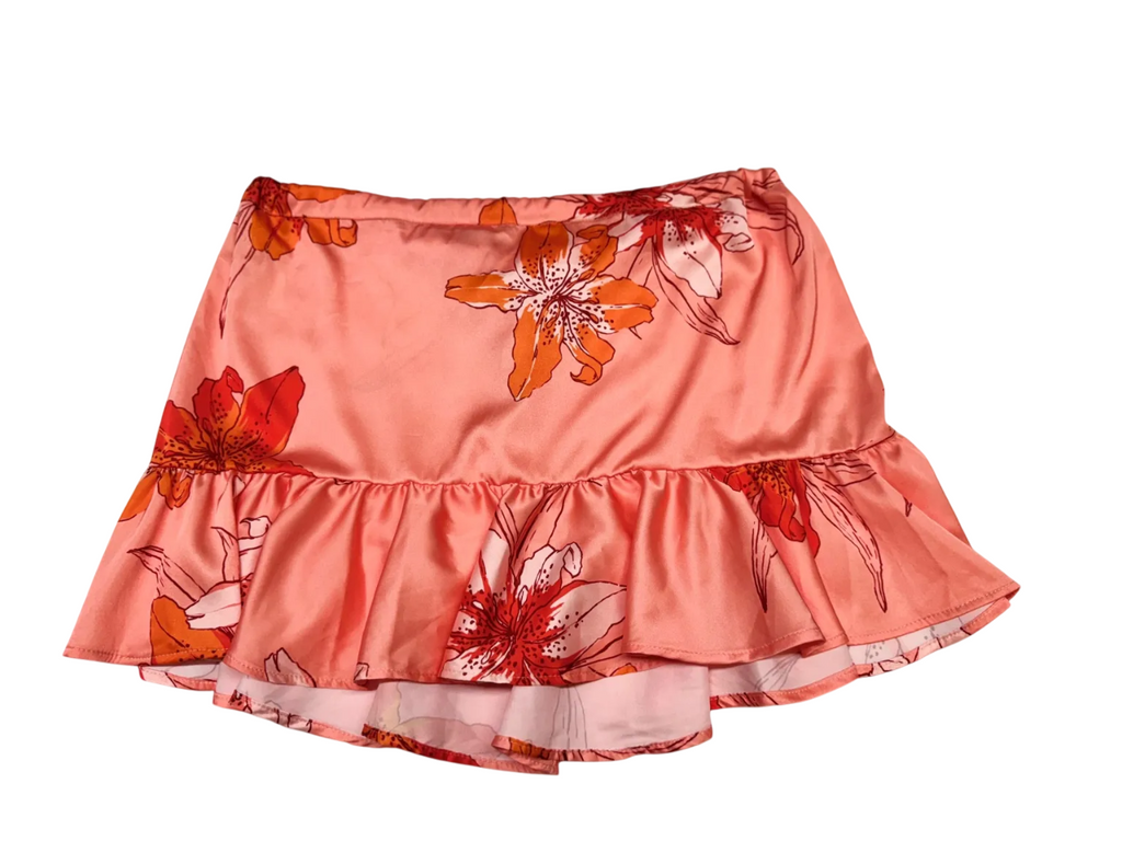 Falda corta satinada floral