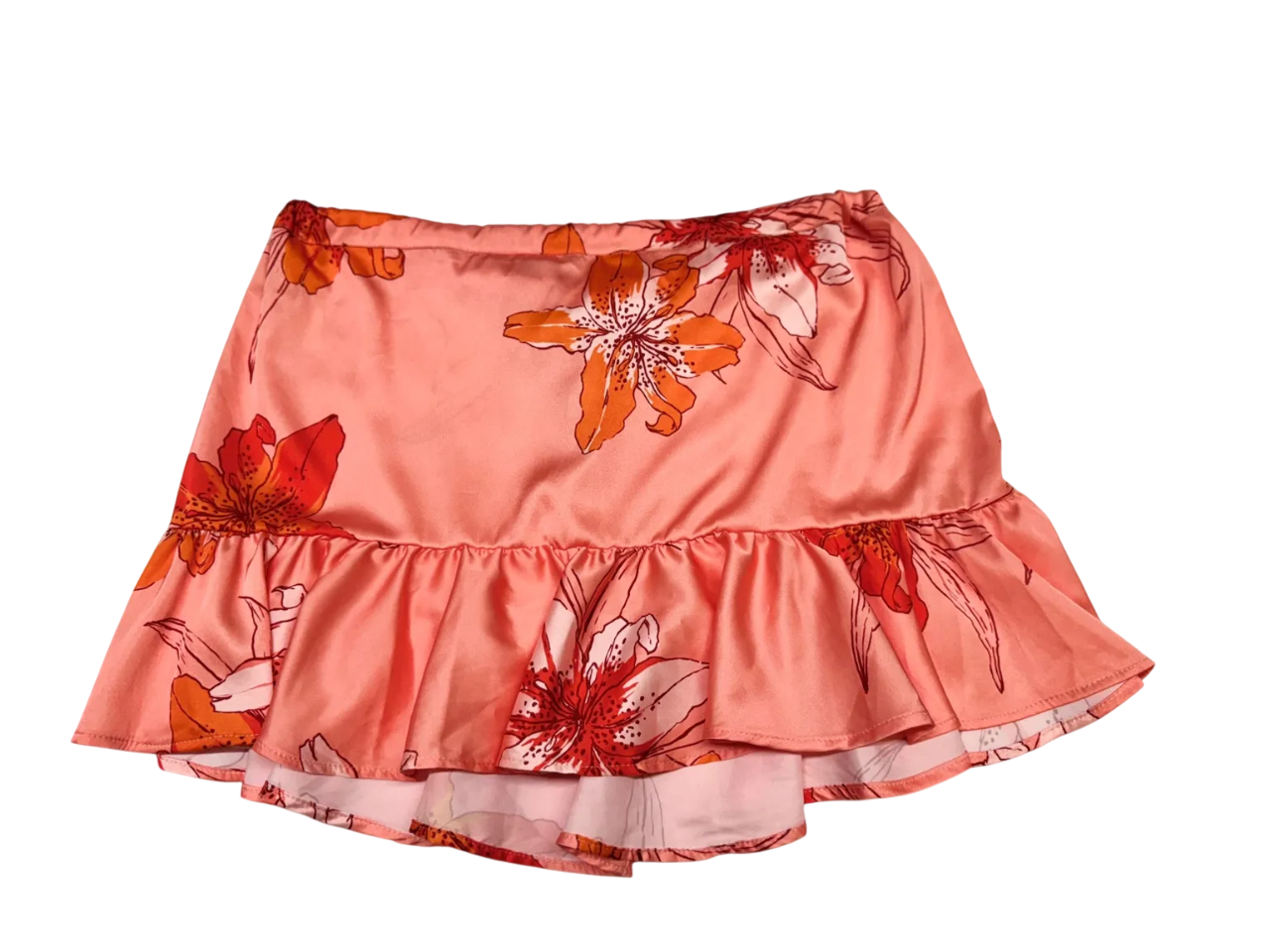 Falda corta satinada floral