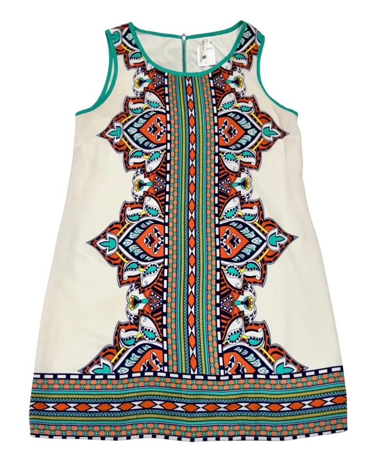 Vestido blanco estampado étnico sin mangas