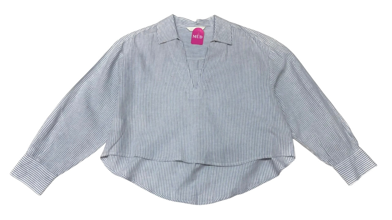 Blusa a rayas azul y blanco de manga larga