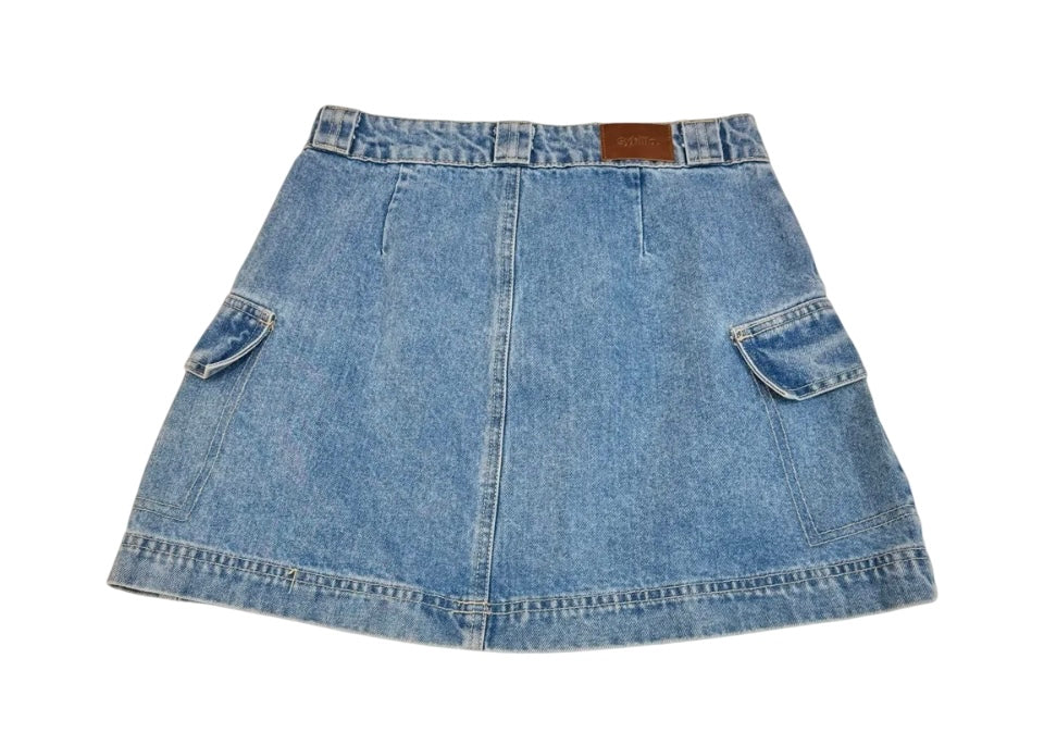 Falda denim con bolsillos cargo