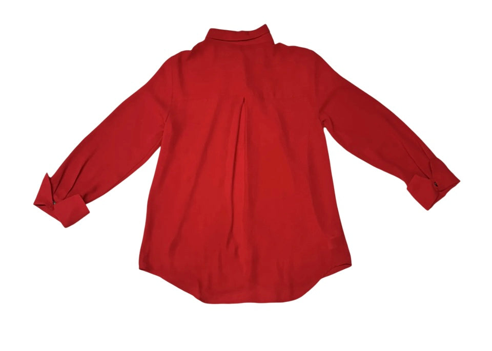 Blusa roja manga larga con cuello camisero