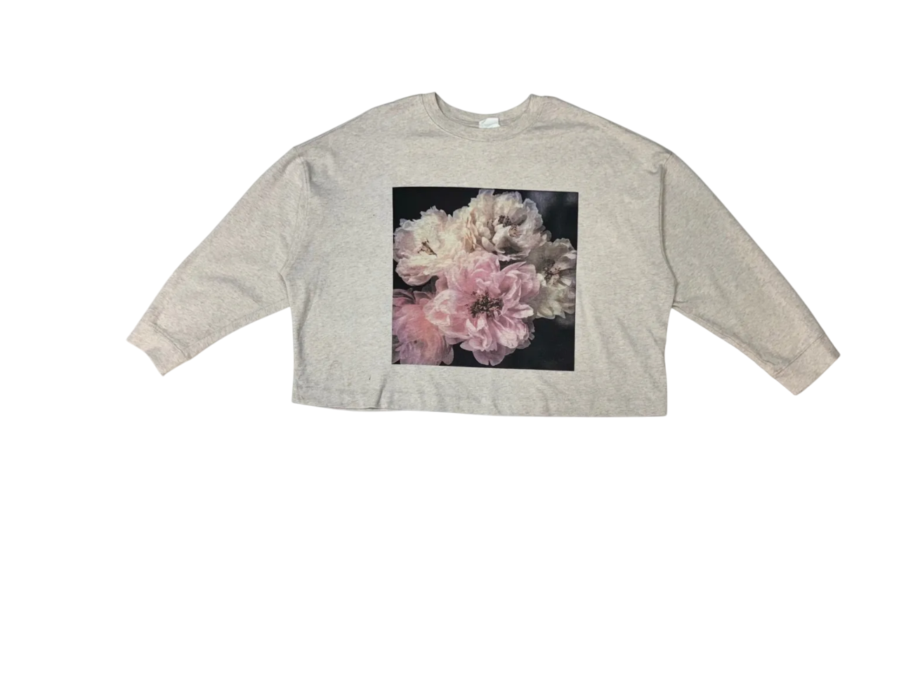 Buzo gris oversize con estampado floral