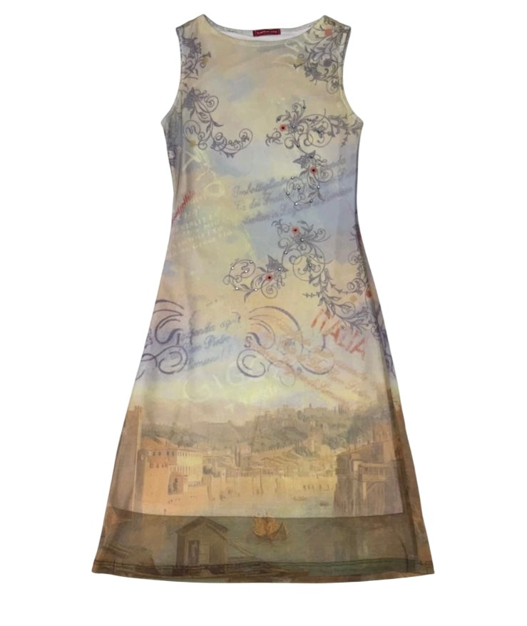 Vestido estampado Italia sin mangas