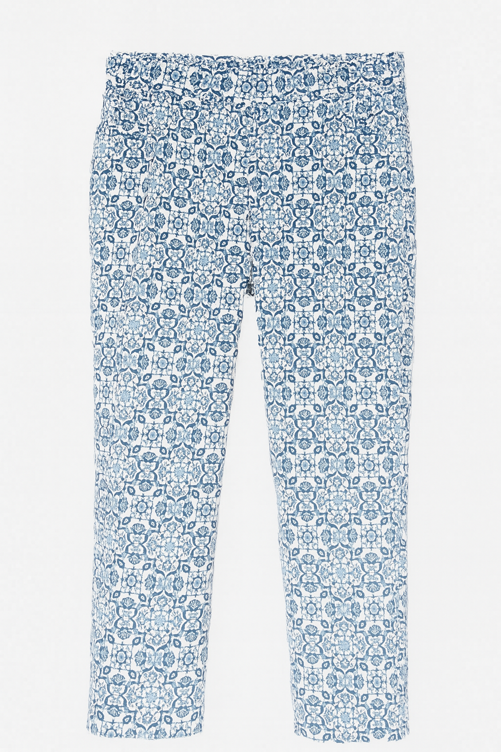 Pantalón estampado azul y blanco